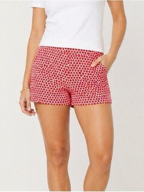 Tommy Hilfiger Chino Shorts Size 2 Red White Geometric Print Preppy Summer Chic